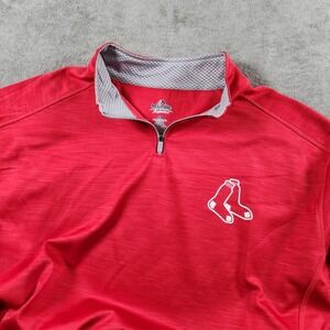 Majestic MLB Boston Red Sox Size XL Red Polyester 1/4 Zip Pullover